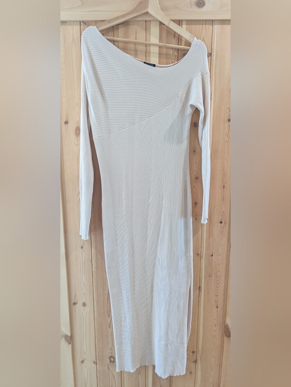Dynamite Ribbed Asymmetrical Long Sleeve Midi Dress - Picture 2 of 9